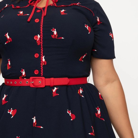 Unique Vintage, Fox and Navy Estelle Swing Dress - Picture 2 of 3